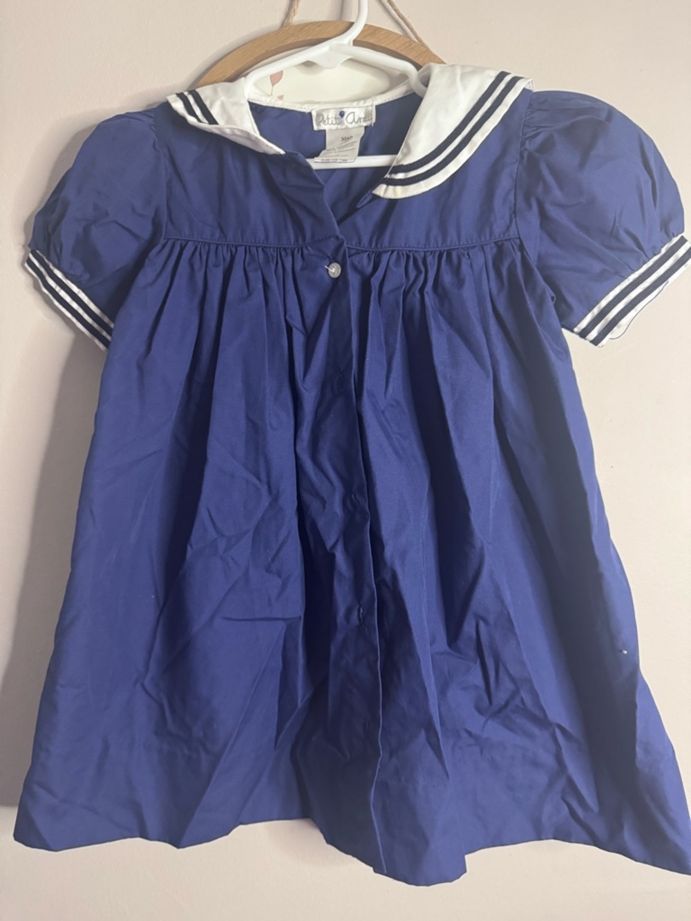 Petit Ami Blue Sailor Collar Dress with White Trim 24m